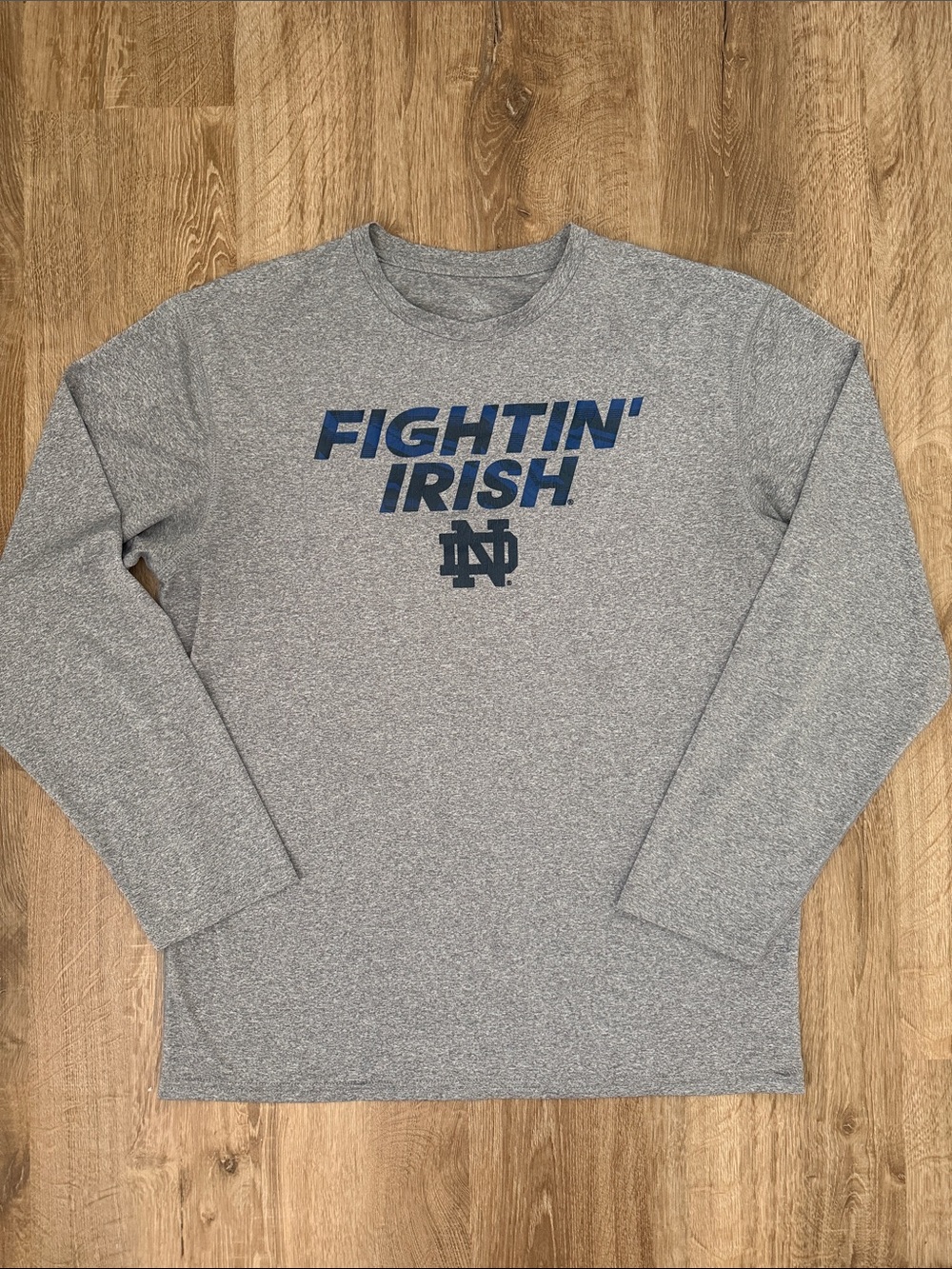 Adidas Gray Notre Dame Long Sleeve Shirt